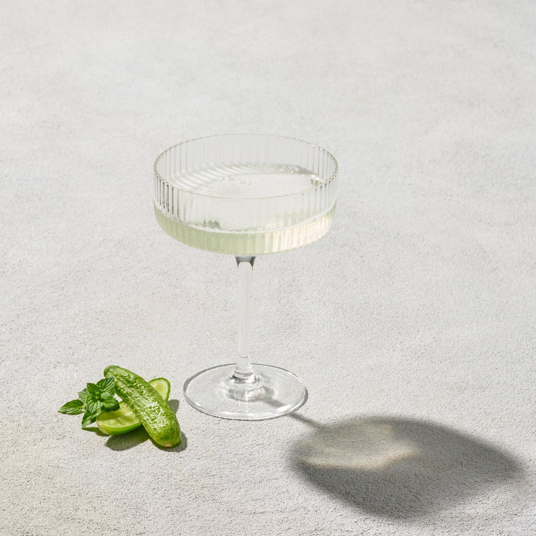 Vikko - Decor, Malibu, Ribbed Coupe Champagne Glass, Clear, 10 oz
