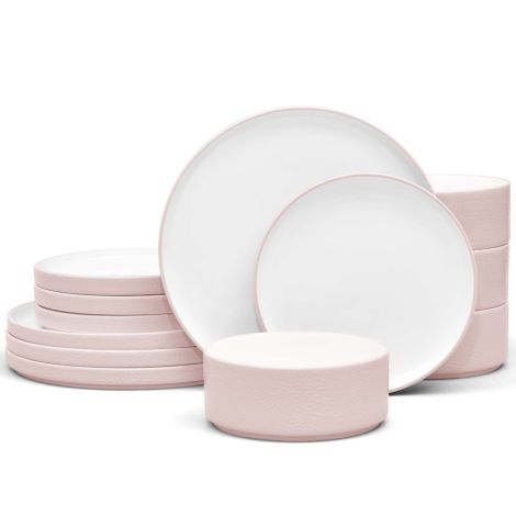 Noritake ColorTex Blush Porcelain 12 Piece Dinnerware Set, Service for 4
