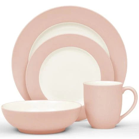 Noritake Colorwave Pink Stoneware, 16 Piece Dinnerware Rim Place Setting