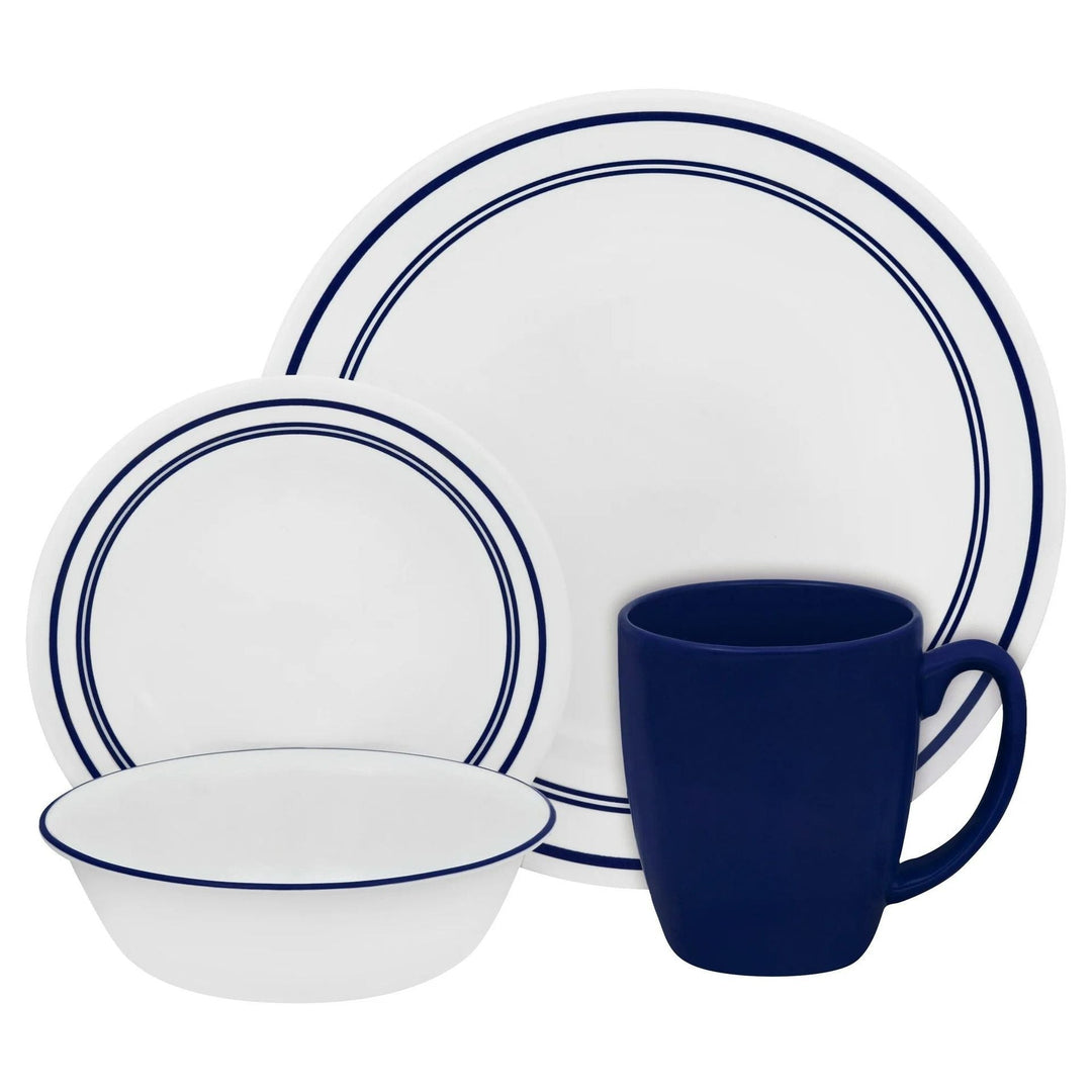 Corelle Classic Cafe Blue 16 Piece Dinnerware Set, Service For 4