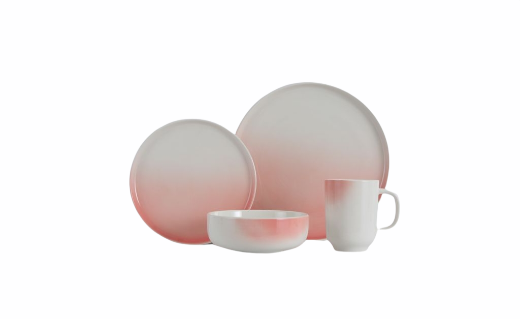 Vikko Classic - Breeze Pink, Fine Porcelain 16 Pc Dinnerware Set, Service For 4