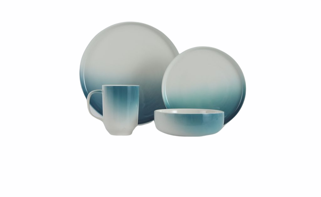 Vikko Classic - Breeze Green, Fine Porcelain 16 Pc Dinnerware Set, Service For 4