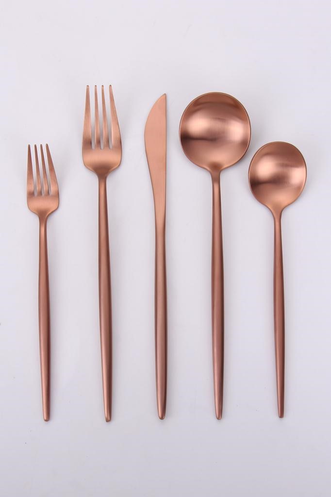 Vikko - Dine, Vera, Brushed Rose Gold, 18/10 SS, 20 Pc Flatware Set