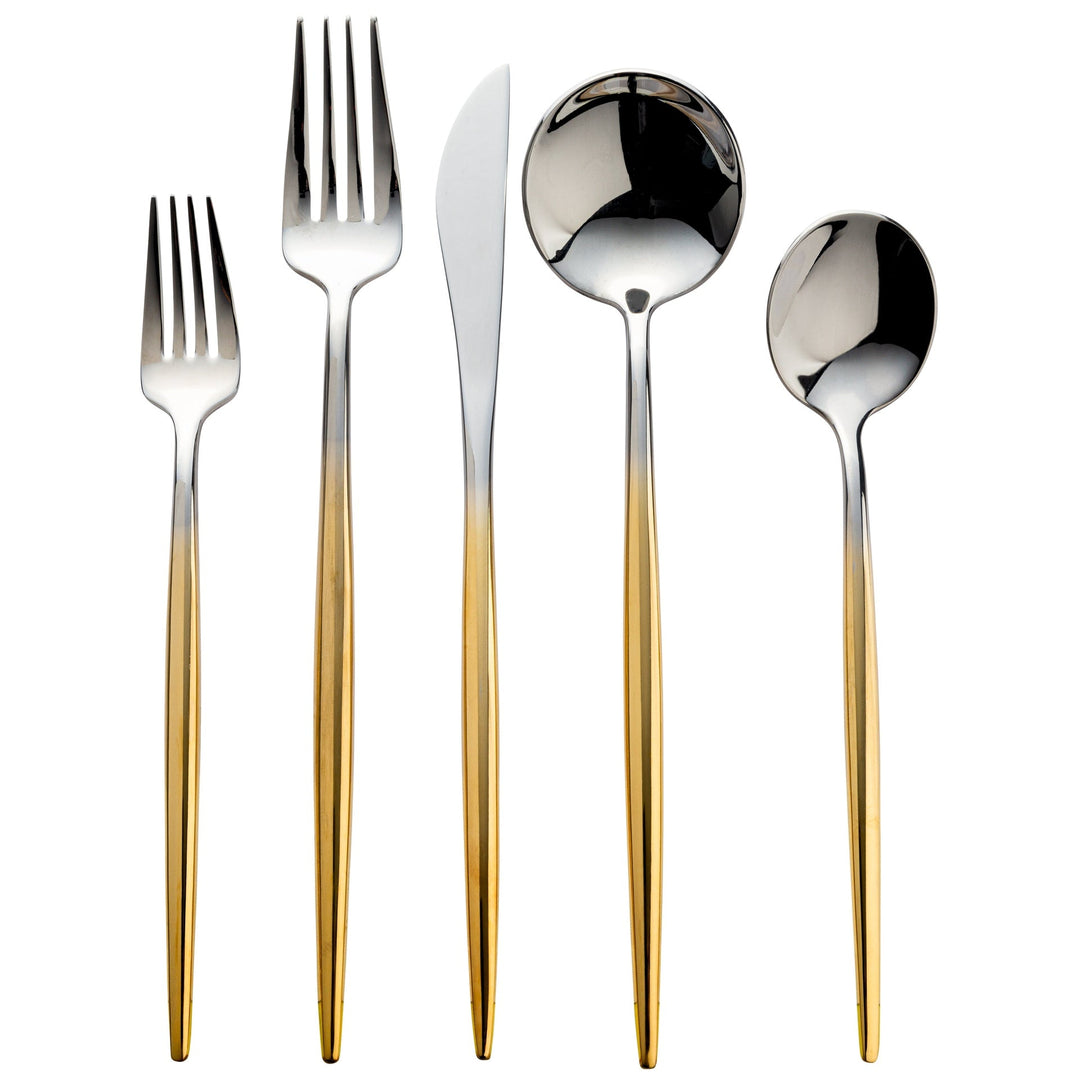 Vikko Dine - Vera, Two Tone Mirror Gold And Silver, 18/10, Flatware, 20 Pc Set