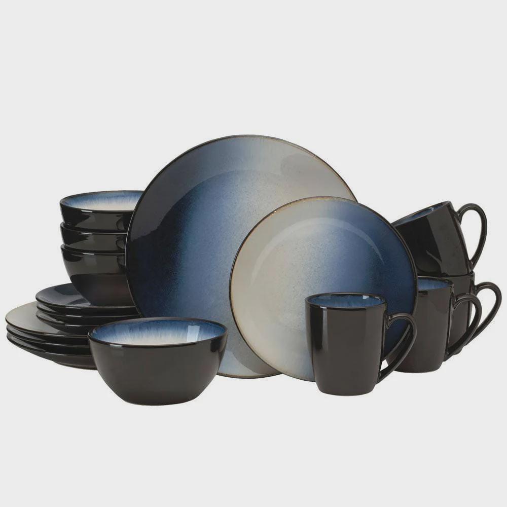 Asher Blue 16 Piece Dinnerware Set, Service For 4