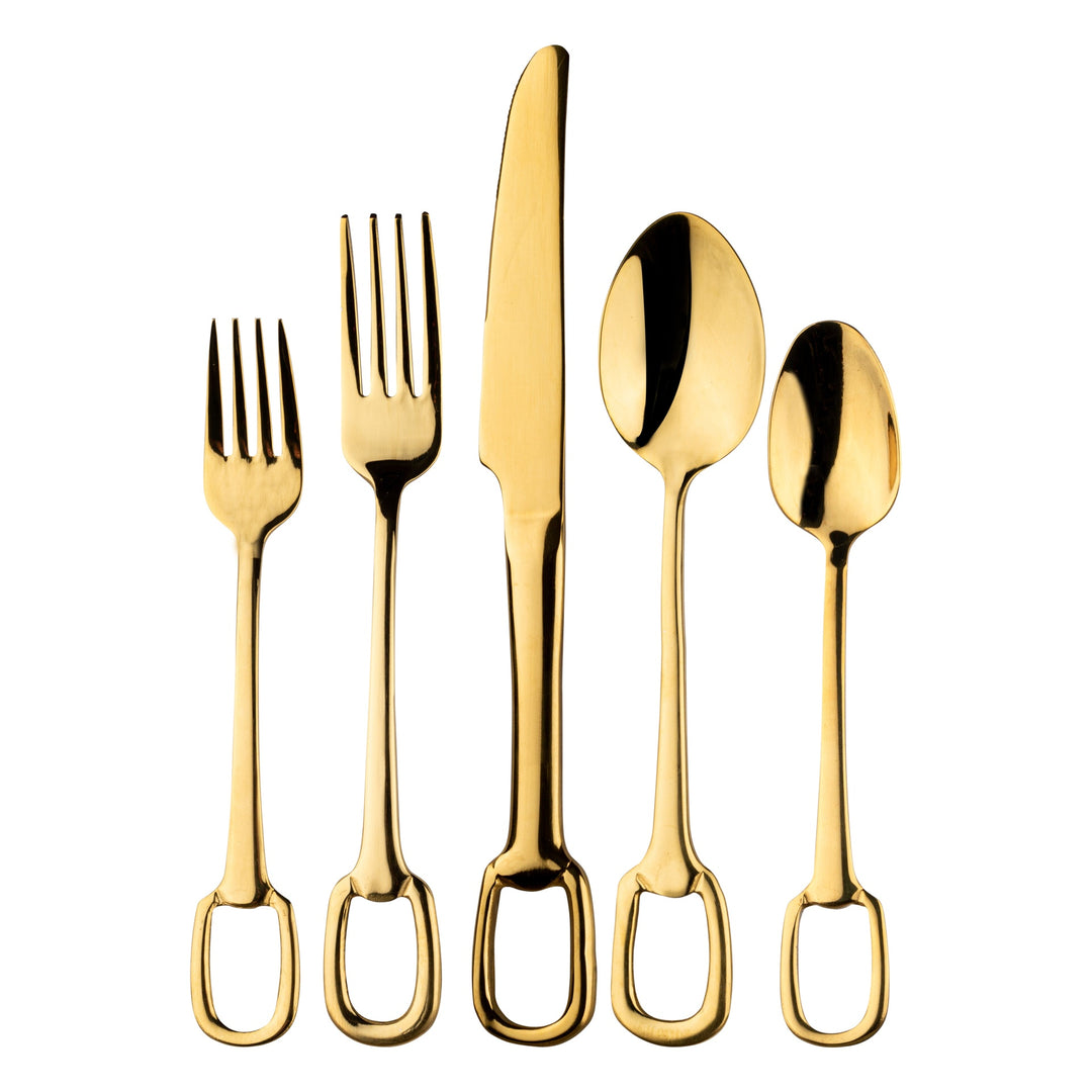 Vikko Dine - Venice, Mirror Full Gold Flatware 18/10 SS, 20 Pc Flatware Set