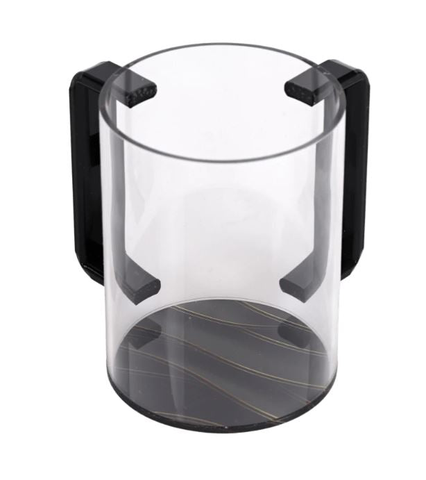 Acrylic Washing Cup Black Marble Black Handles