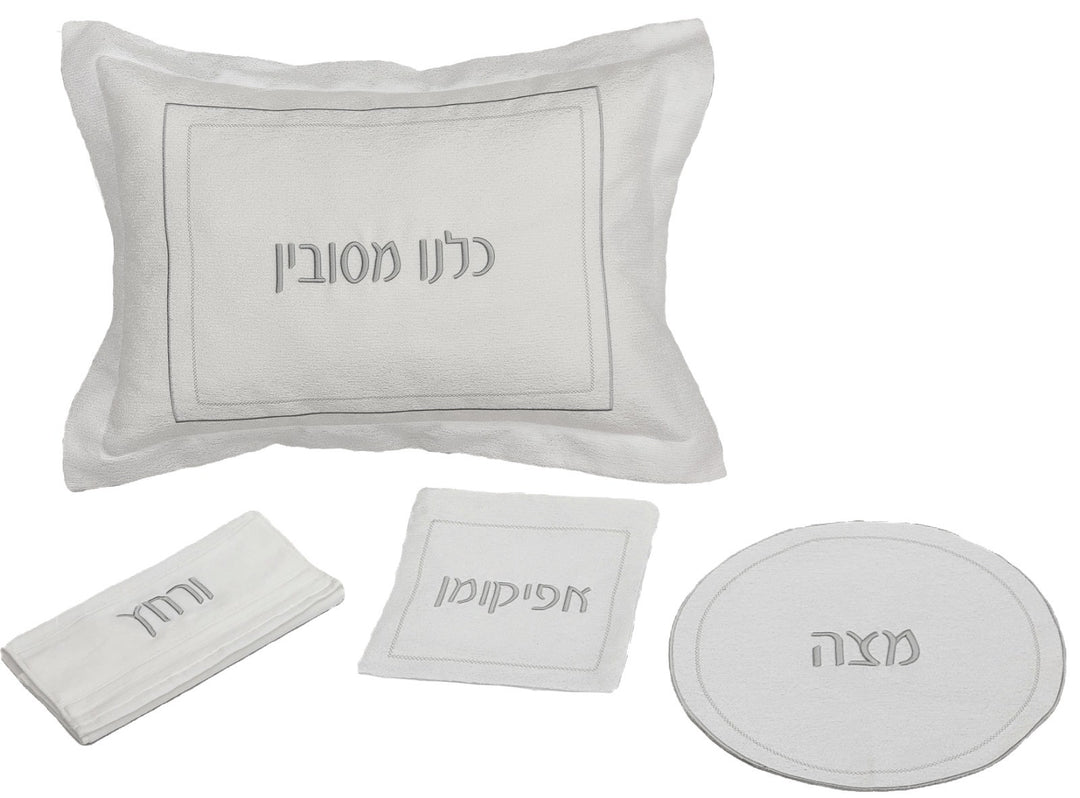Pesach Set Mocked Hem 3D Silver Embroidery