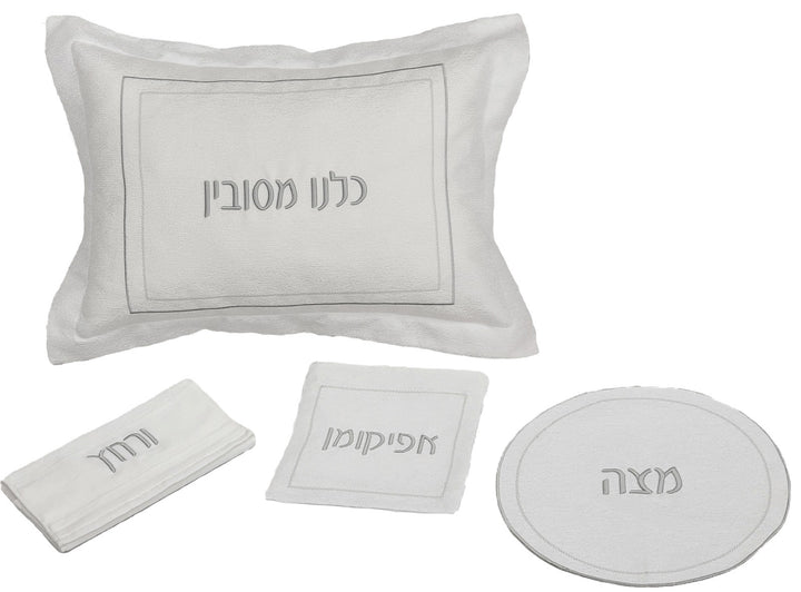 Pesach Set Mocked Hem 3D Silver Embroidery