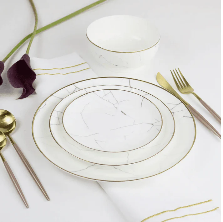 Little White Dish - Carrera Marble, 16 Pc Dinnerware Set