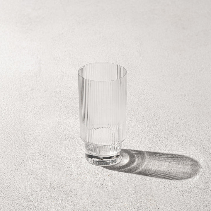 Vikko - Malibu, Ribbed Highball Glass, Clear, 13.5 oz
