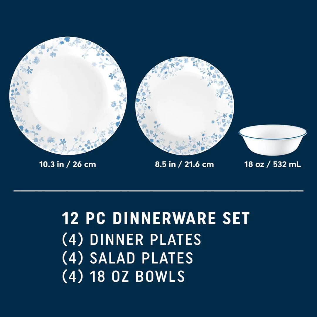 Corelle Garden Song 12-piece Dinnerware Set, Service for 4