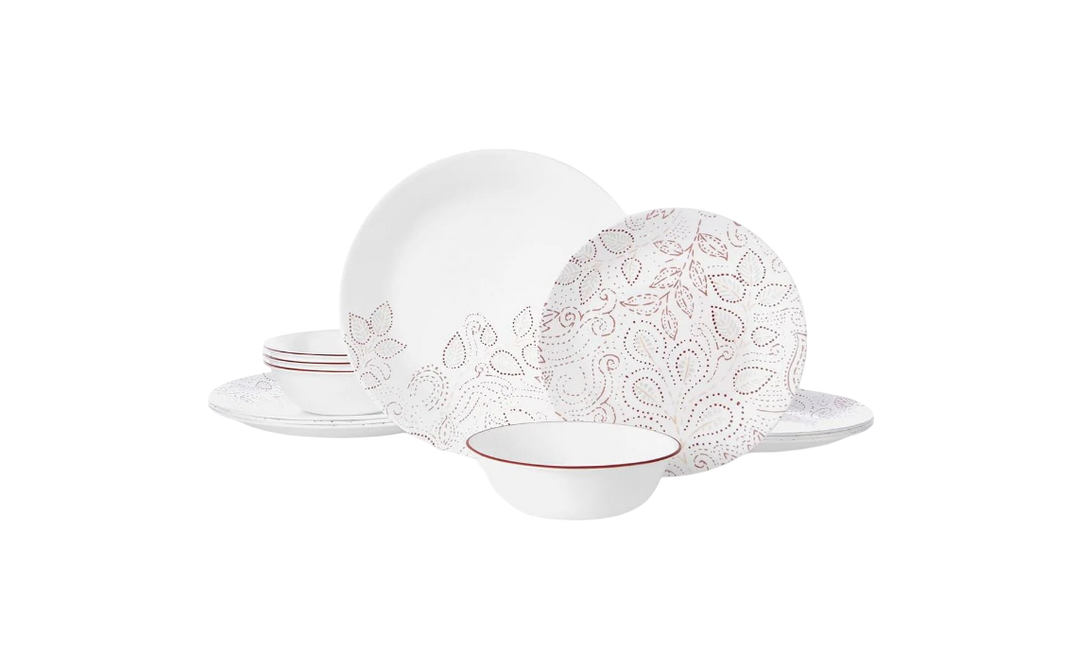 Corelle Leaf Stitch 12 Piece Dinnerware Set, Service for 4
