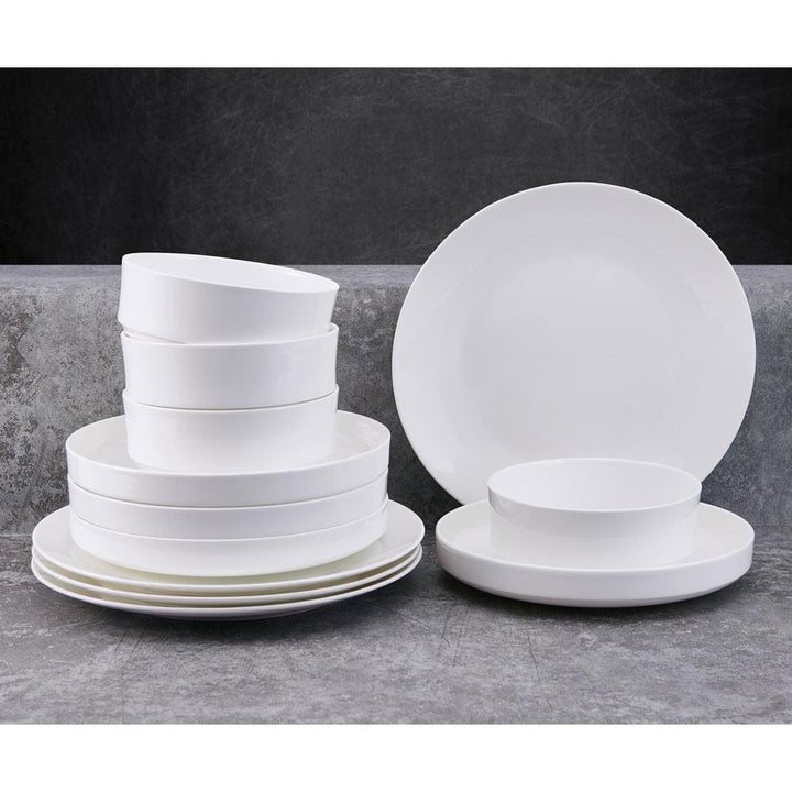 Mikasa Macie Bone China Lightweight Chip Resistant 12 Piece Dinnerware Set, Service for 4