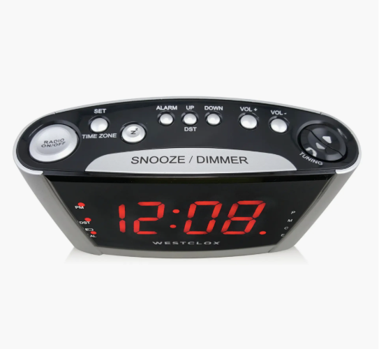 Westclox LED Digital Alarm Clock silver corners 80198CN