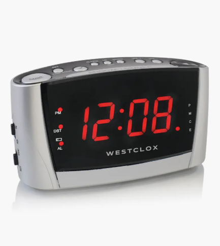 Westclox LED Digital Alarm Clock silver corners 80198CN