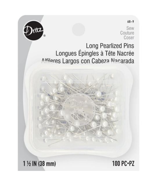 1-1/2" Long Pearlized Pins, White, 100 pc