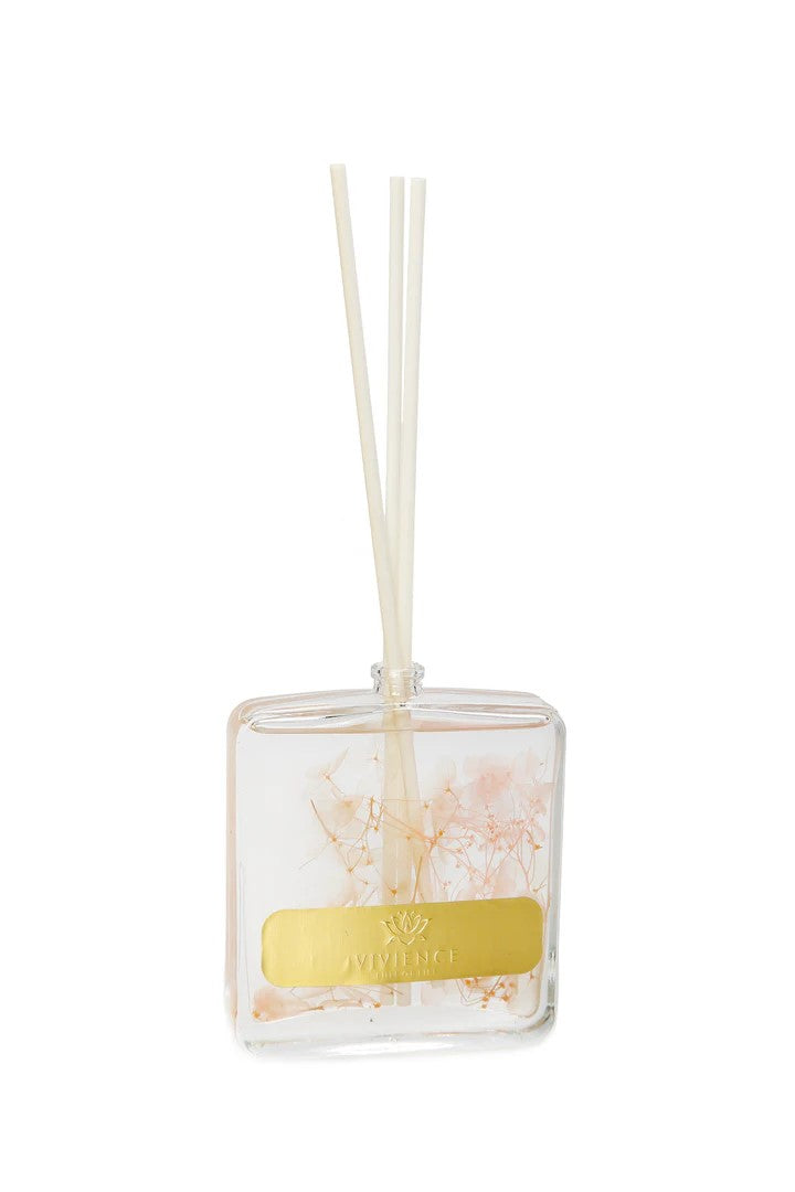 Clear Bottle Reed Diffuser With White Flowers And White Reeds, "Lily Of The Valley" Scent