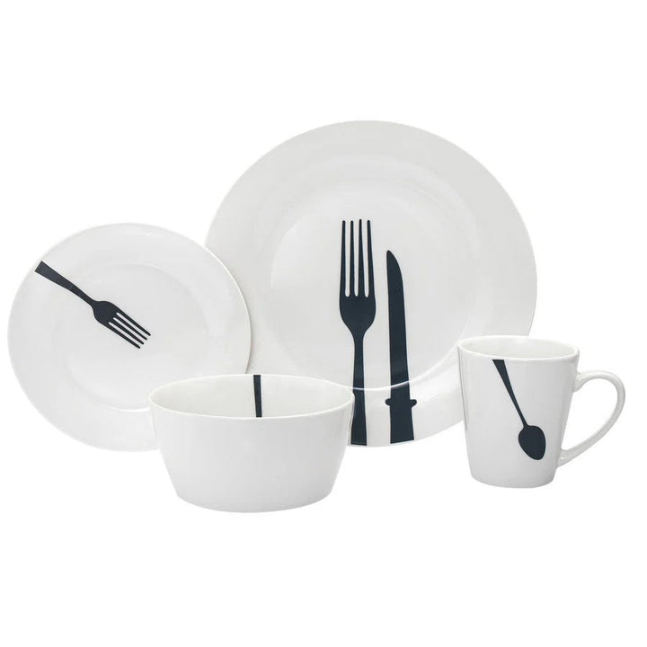 Acme Porcelain 16 Piece Dinnerware Set, Service For 4