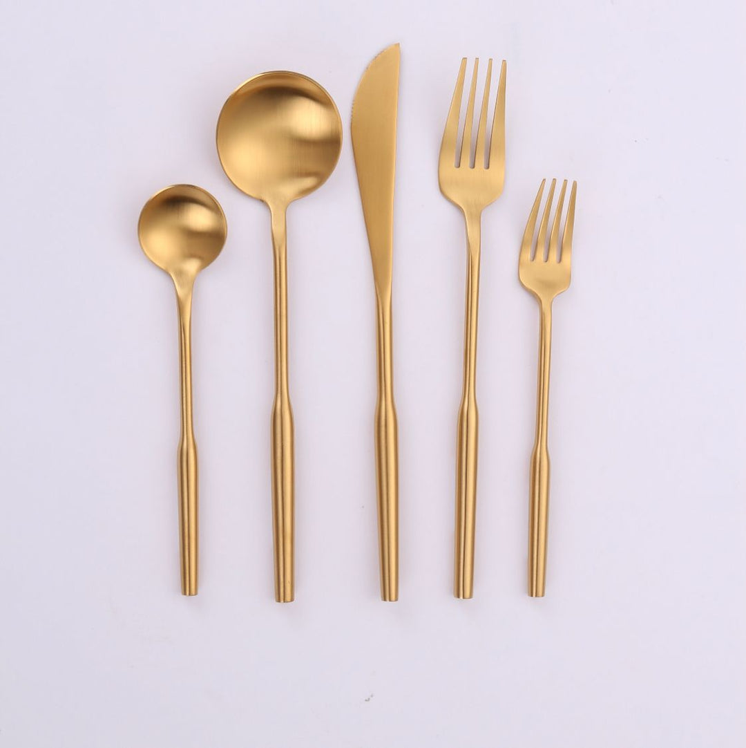 Vikko Dine - Arlington, Brushed Full Gold, 18/10 Flatware, 20 Pc Set