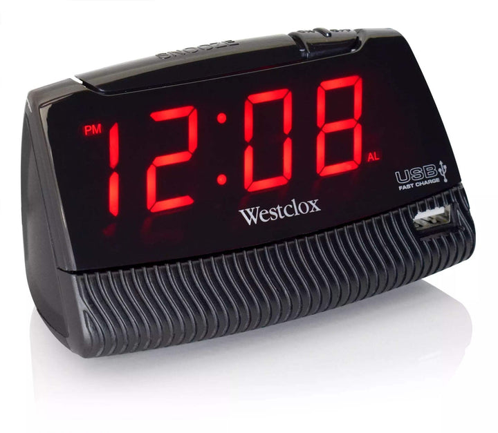 Westclox LED Digital Clock and Alarm with USB Charging Port, 1-in Tall Display