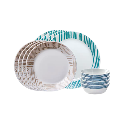 Corelle Everyday Expressions Geometrica 12 Piece Dinnerware Set, Service for 4