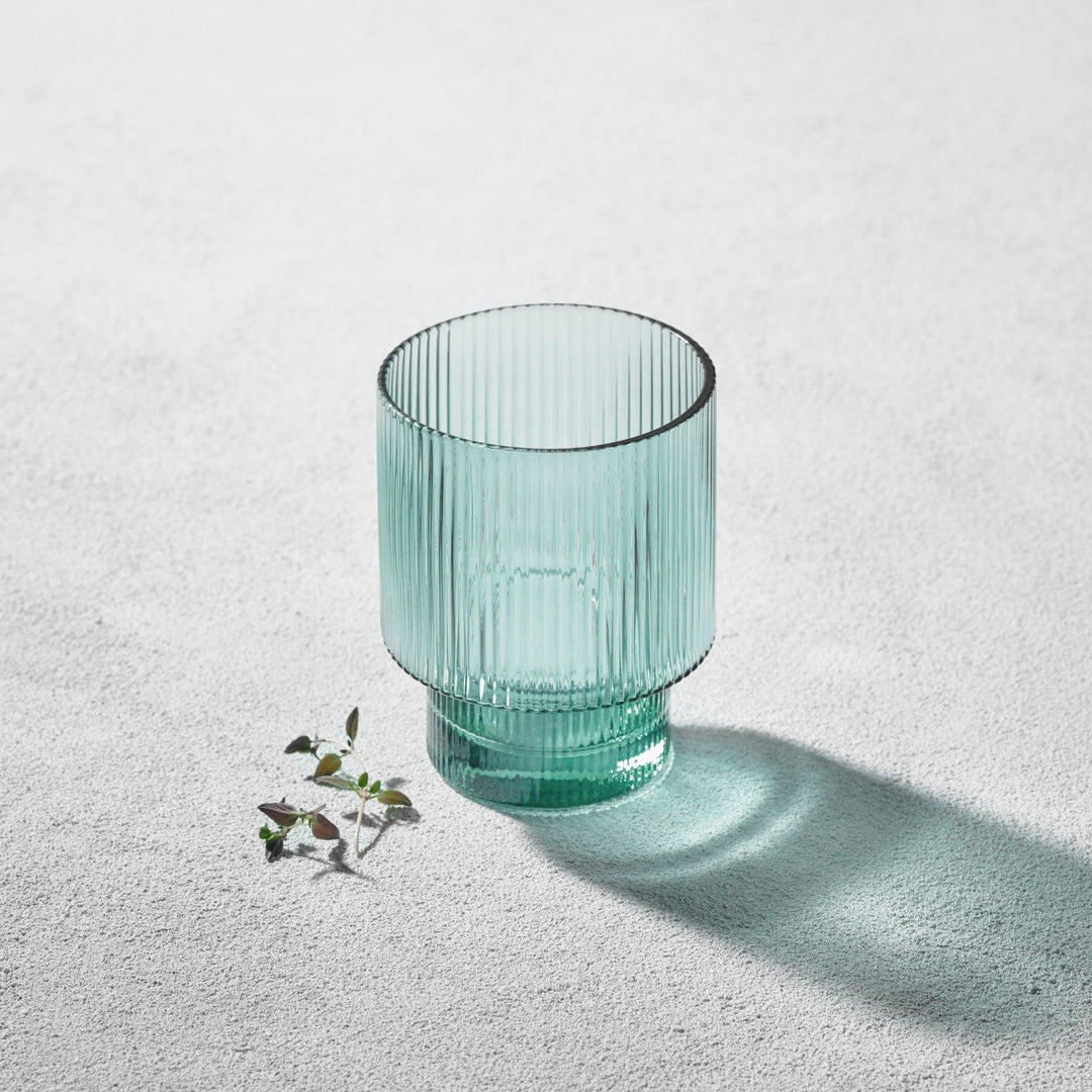 Vikko - Malibu, Ribbed Rocks Glass, Green, 11 oz