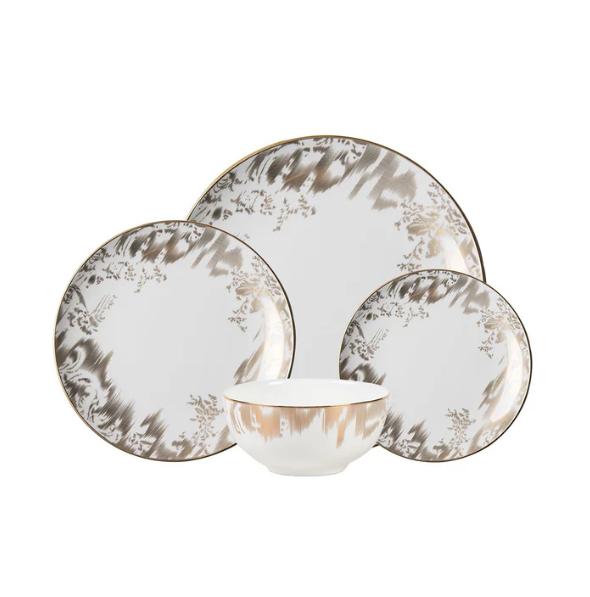 Little White Dish - Gold Brocade, 16 Pc Dinnerware Set