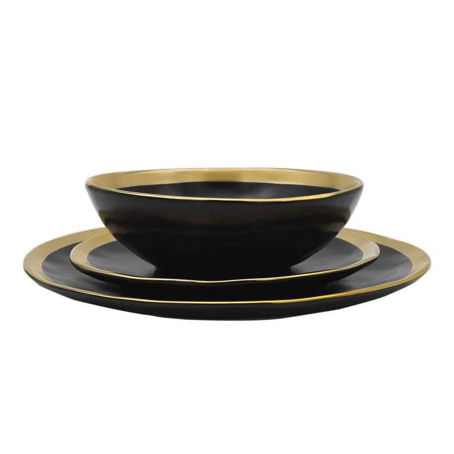 Golden Onyx 16 Piece Dinnerware Set, Service For 4