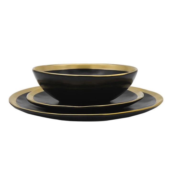 Golden Onyx 16 Piece Dinnerware Set, Service For 4
