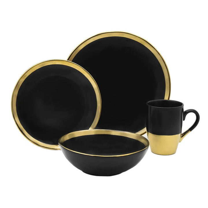 Golden Onyx 16 Piece Dinnerware Set, Service For 4