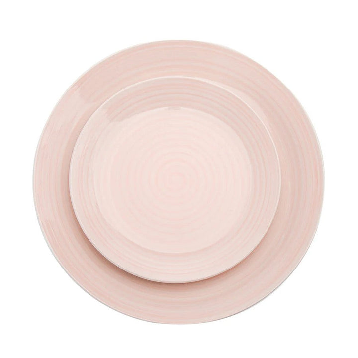 Spiral Pink Porcelain 12 Piece Dinnerware Set, Service For 4
